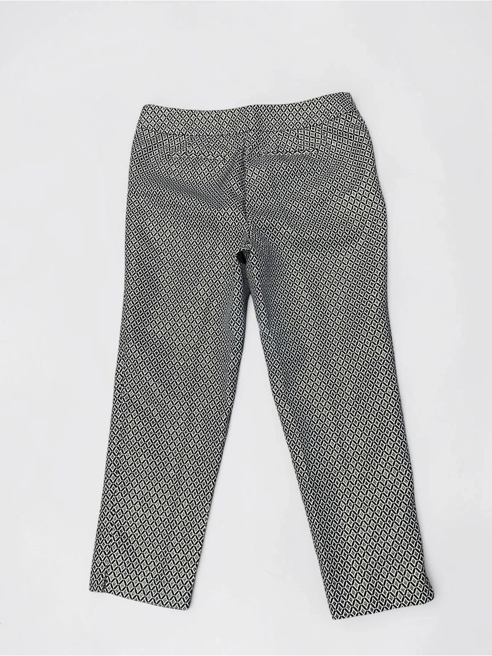 Talbots Pants 14 NWT Metallic Diamond Jacquard Crop Ankle Office